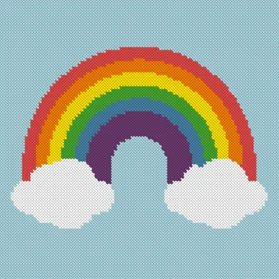 Rainbow cross stitch pattern at 100 stitches wide
