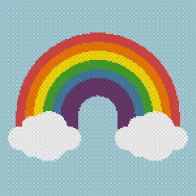 Rainbow cross stitch pattern at 150 stitches wide