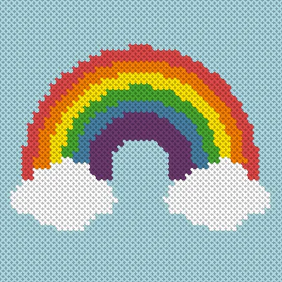 Rainbow cross stitch pattern at 50 stitches wide