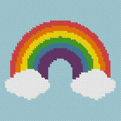 Rainbow cross stitch pattern at 70 stitches wide