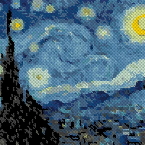 Cross stitch chart generated from Starry Night