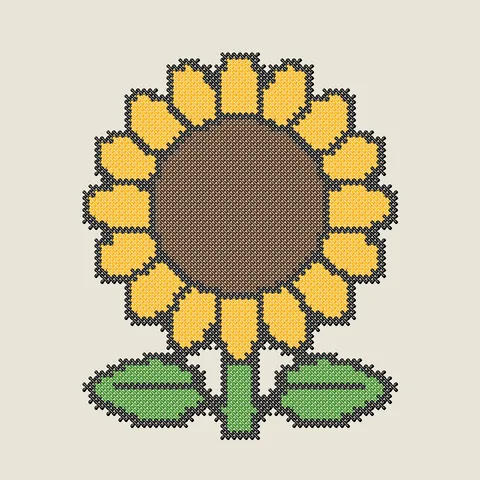 Cross stitch chart generated from Sunflower drawing